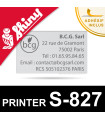 Plaque de texte personnalisée pour Shiny Printer S-827