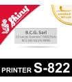 Empreinte personnalisée pour Shiny Printer S-822 (plaque texte)