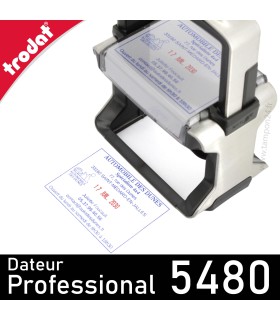 Exemple impression Trodat Professional 5480, texte bleu et date rouge