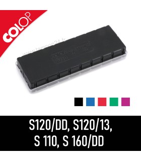 Référence E/12 inscrite au dos de la cassette d'encre pour Colop S120/DD, S120/13, S110, S160/DD