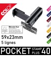 1. Tampon de poche Colop Pocket Stamp Plus 40 ouvert avec plaque texte 59x23mm