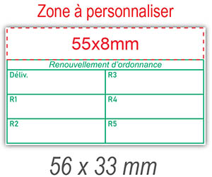 Zone personnalisable du tampon spécial renouvellement d'ordonnance pour pharmaciens